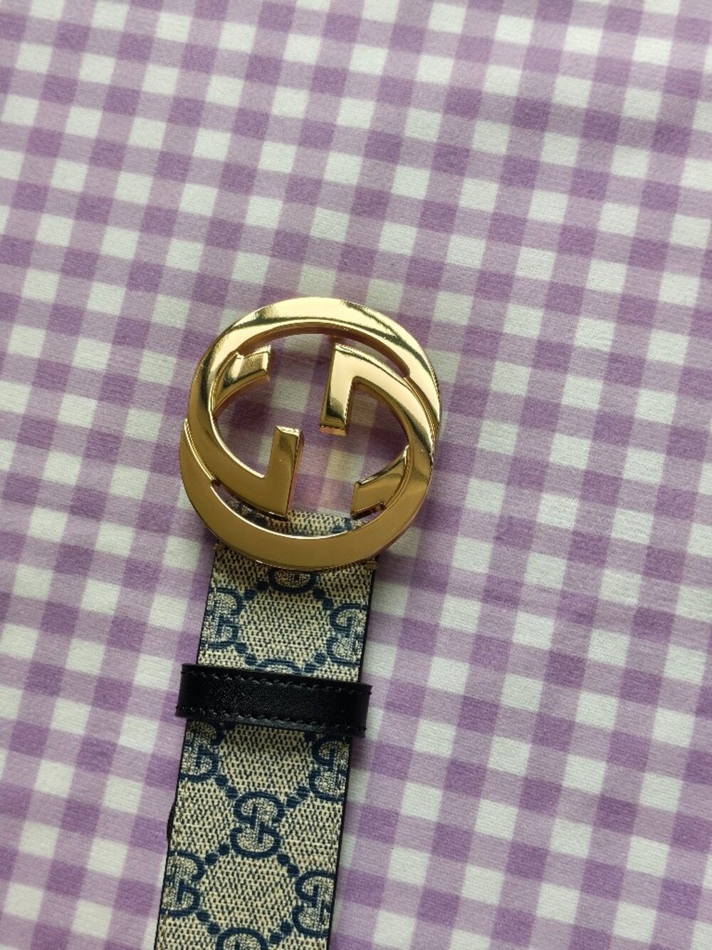 Gucci GG Monogram Belt Gold Interlocking G Buckle Size 90(36) - Picture 4 of 9